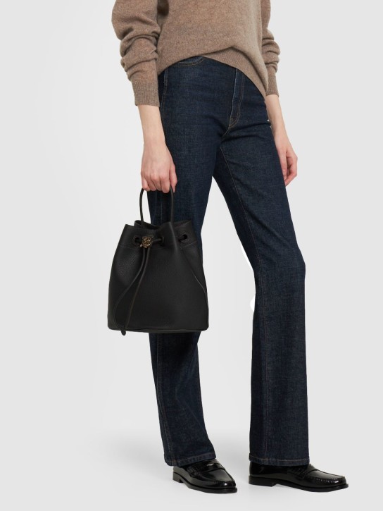 Burberry: Petit sac seau en cuir avec cordons - Noir - women_1 | Luisa Via Roma