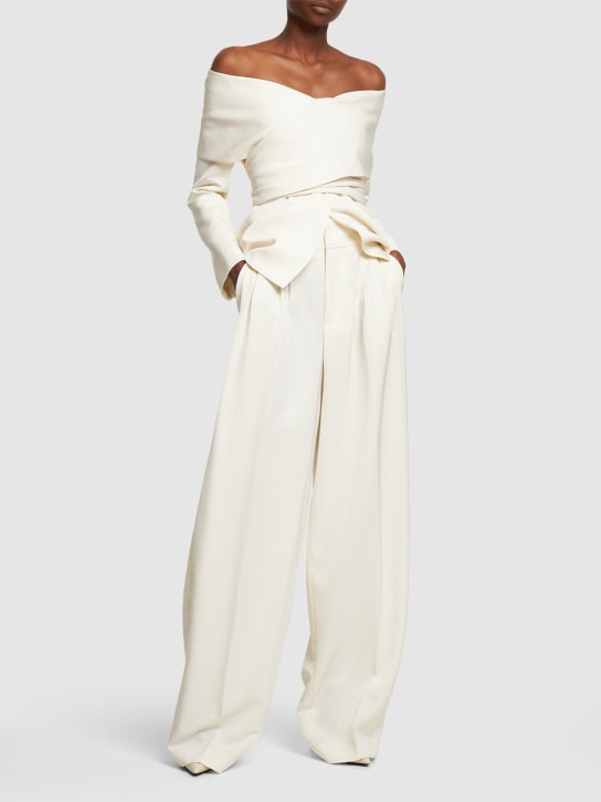 ALTUZARRA: Pantaloni larghi Tyr in raso envers - Avorio - women_1 | Luisa Via Roma