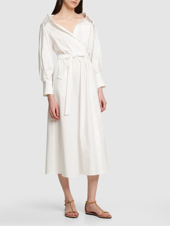 ALTUZARRA: Robe chemise midi en popeline de coton Lyddy - Blanc Optique - women_1 | Luisa Via Roma