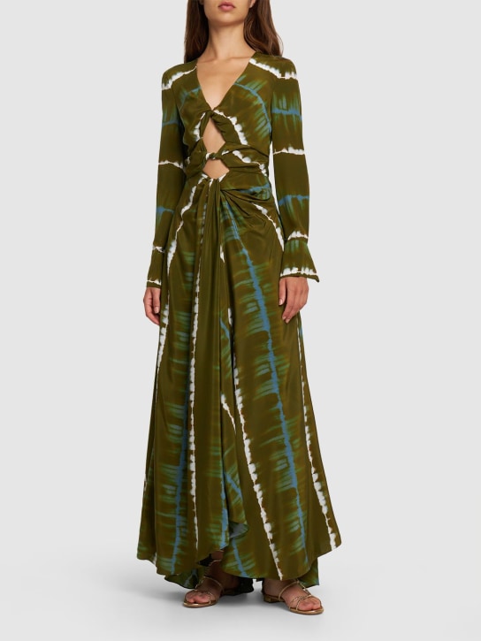 ALTUZARRA: Vestito Helenos in crepe di seta stampato - Multigreen - women_1 | Luisa Via Roma