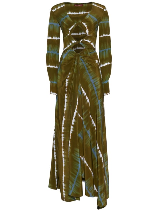 ALTUZARRA: Vestito Helenos in crepe di seta stampato - Multigreen - women_0 | Luisa Via Roma