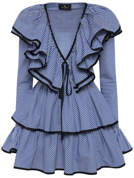 Etro: Ruffled cotton poplin mini dress - women_0 | Luisa Via Roma