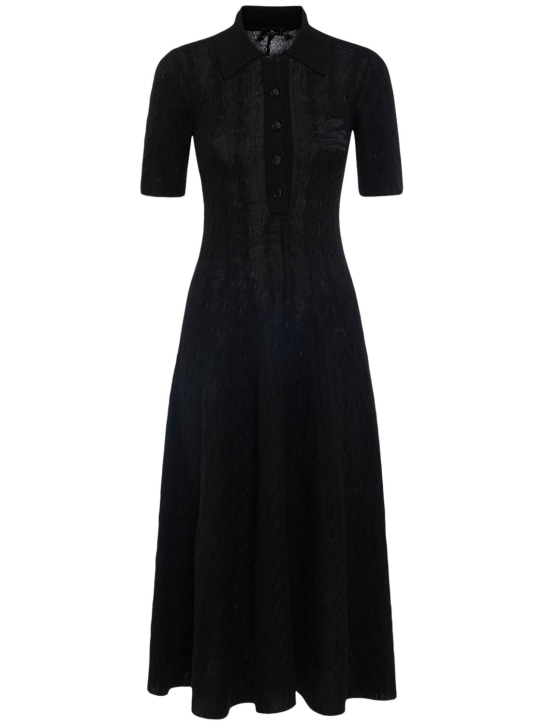 Etro: Robe polo longue en maille de cachemire - Noir - women_0 | Luisa Via Roma