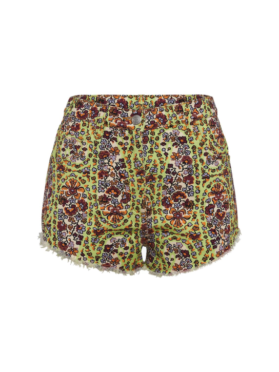 Etro: Printed denim mini shorts - Multicolor - women_0 | Luisa Via Roma
