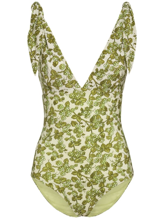 Etro: Printed Lycra one piece swimsuit - Multi/Green - women_0 | Luisa Via Roma