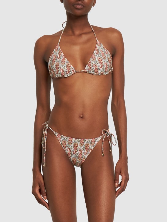 Etro: Printed Lycra bikini set - Multi/White - women_1 | Luisa Via Roma