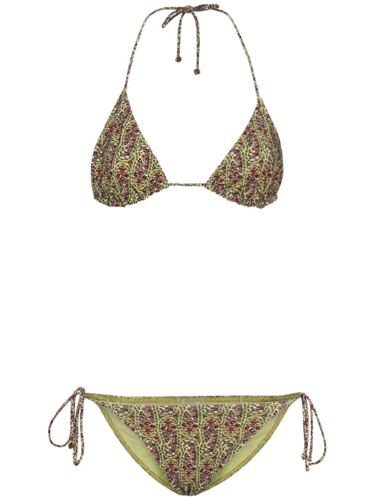 Etro: Printed Lycra bikini set - Multi/Green - women_0 | Luisa Via Roma