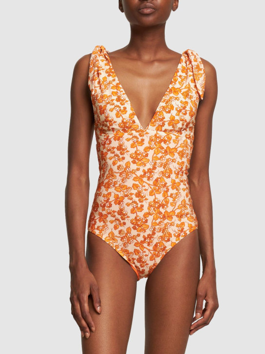 Etro: Badeanzug aus bedrucktem Lycra - Multi/Orange - women_1 | Luisa Via Roma