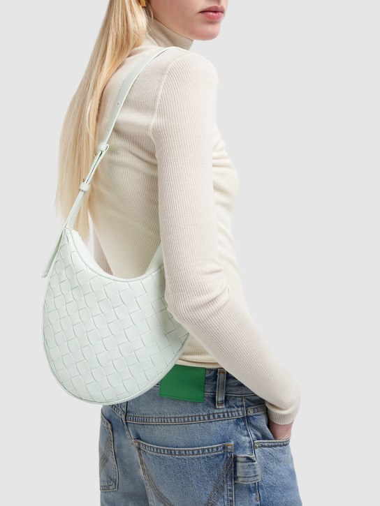 Bottega Veneta: Small Drop leather shoulder bag - Glacier - women_1 | Luisa Via Roma