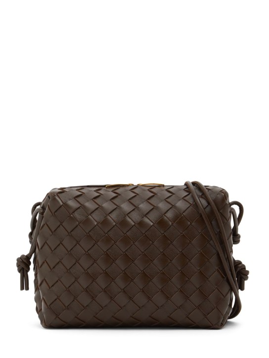 Bottega Veneta: Small Loop leather crossbody bag - Brown - women_0 | Luisa Via Roma