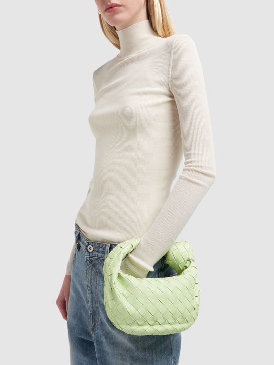 Bottega Veneta: Mini Jodie leather top handle bag - Fennel - women_1 | Luisa Via Roma