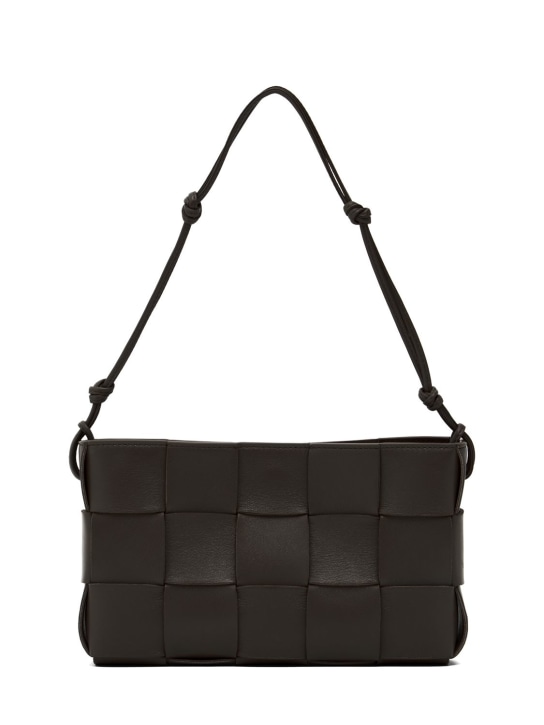 Bottega Veneta: Cassette Pouch leather bag - Black - women_0 | Luisa Via Roma