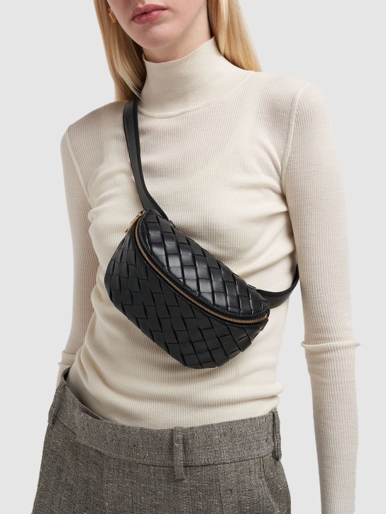 Bottega Veneta: Padded Intrecciato leather belt beg - Black - women_1 | Luisa Via Roma