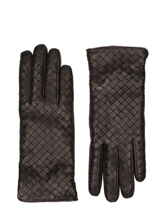 Bottega Veneta: Leather gloves - Fondant - women_0 | Luisa Via Roma