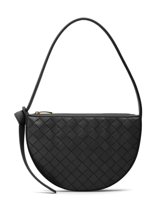 Bottega Veneta: Mini Sunrise leather shoulder bag - Siyah - women_0 | Luisa Via Roma