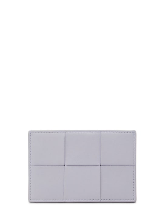 Bottega Veneta: Cassette leather credit card case - Oyster - women_0 | Luisa Via Roma