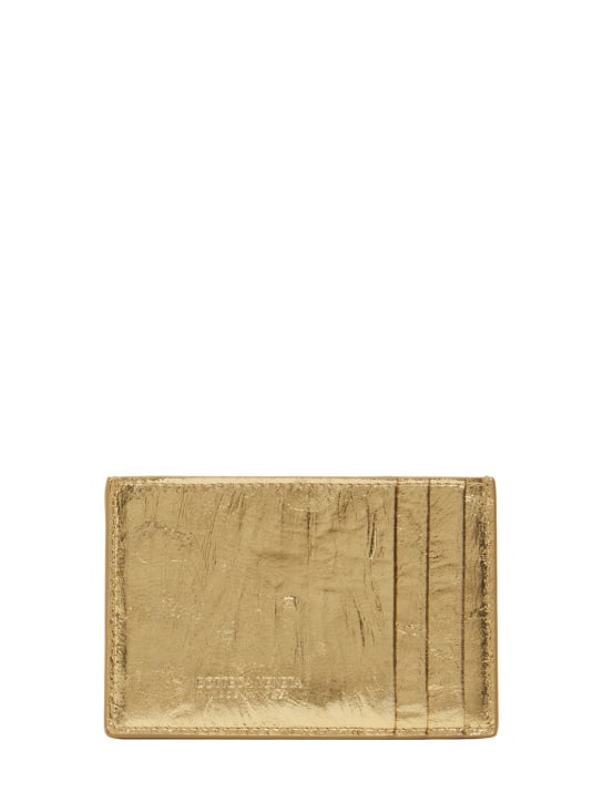 Bottega Veneta: Cassette leather credit card case - Gold - women_1 | Luisa Via Roma
