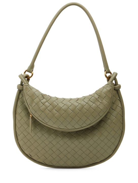 Bottega Veneta: Medium Gemelli leather shoulder bag - Travertine - women_0 | Luisa Via Roma