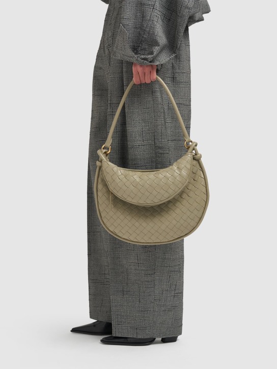 Bottega Veneta: Medium Gemelli leather shoulder bag - Travertine - women_1 | Luisa Via Roma