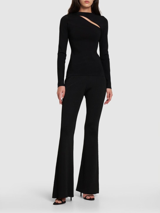 Victoria Beckham: Top de viscosa stretch con aberturas - Negro - women_1 | Luisa Via Roma
