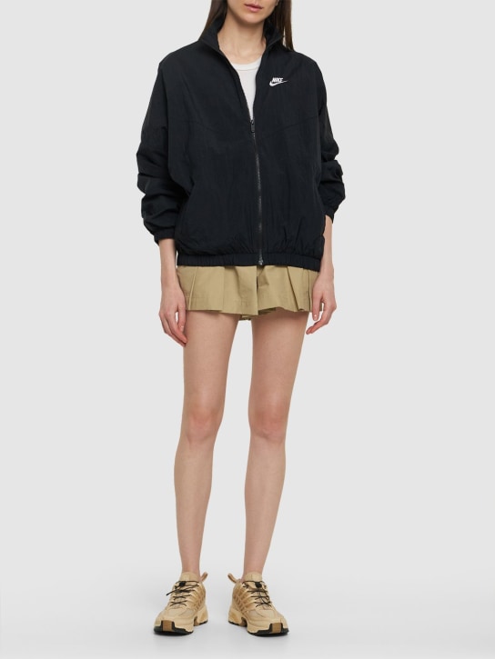 Nike: Woven nylon zip-up jacket - Black/Black/Whi - women_1 | Luisa Via Roma