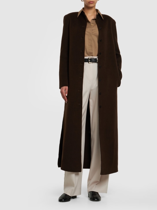 Loulou Studio: Martil wool & cashmere long coat - Kahverengi - women_1 | Luisa Via Roma