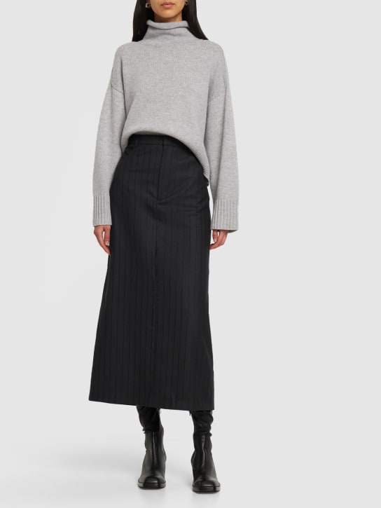 Loulou Studio: Sweater aus bestickter Woll/Kaschmirmischung - Grau Melange - women_1 | Luisa Via Roma