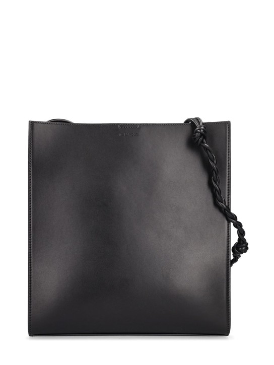 Jil Sander: Sac porté épaule moyen en cuir Tangle - Noir - men_0 | Luisa Via Roma