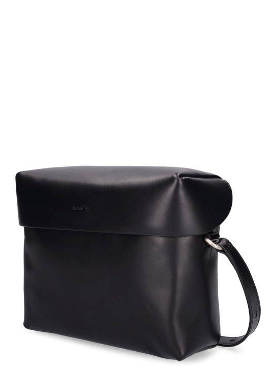 Jil Sander: Lid leather crossbody bag - Black - men_1 | Luisa Via Roma