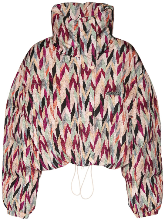 Marant Etoile: Telia printed nylon puffer jacket - Beige/Mint - women_0 | Luisa Via Roma