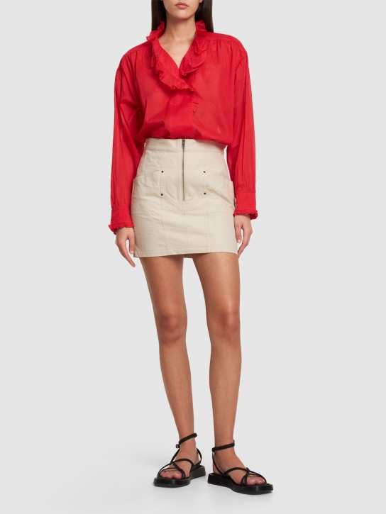 Marant Etoile: Camisa de algodón con volantes - Poppy Red - women_1 | Luisa Via Roma