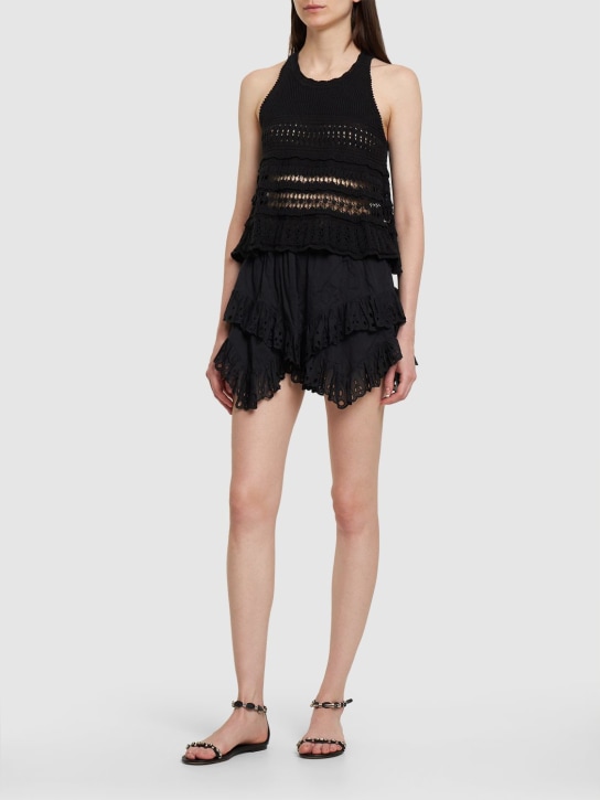 Marant Etoile: Kaddy ruffled cotton mini skirt - Black - women_1 | Luisa Via Roma