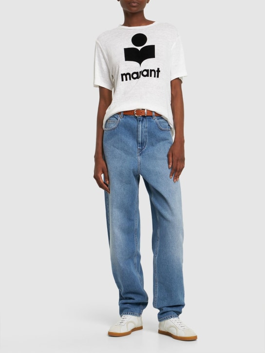 Marant Etoile: Camiseta de lino con estampado - women_1 | Luisa Via Roma
