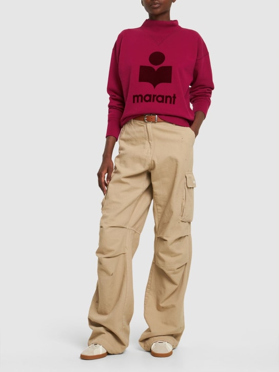 Marant Etoile: Sweat-shirt en coton mélangé à logo Moby - Purple/Burgundy - women_1 | Luisa Via Roma