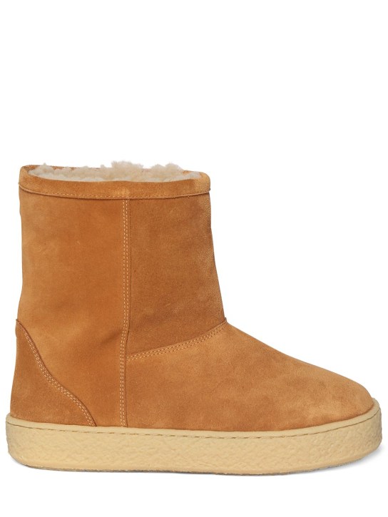 Isabel Marant: 30mm Frieze suede ankle boots - Tan - women_0 | Luisa Via Roma