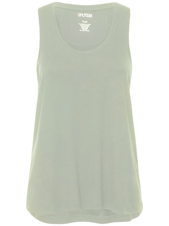 Splits59: Toni stretch viscose jersey tank top - Green - women_0 | Luisa Via Roma