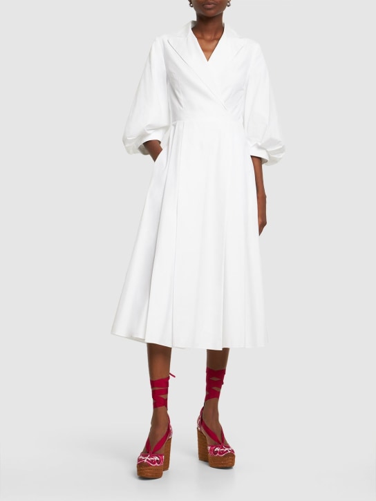 Emilia Wickstead: Vestido de popelina de algodón estampado - Blanco - women_1 | Luisa Via Roma