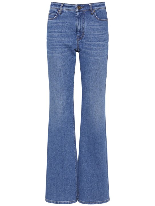 Weekend Max Mara: Jeans acampanados de denim con cintura alta - Azul Denim - women_0 | Luisa Via Roma