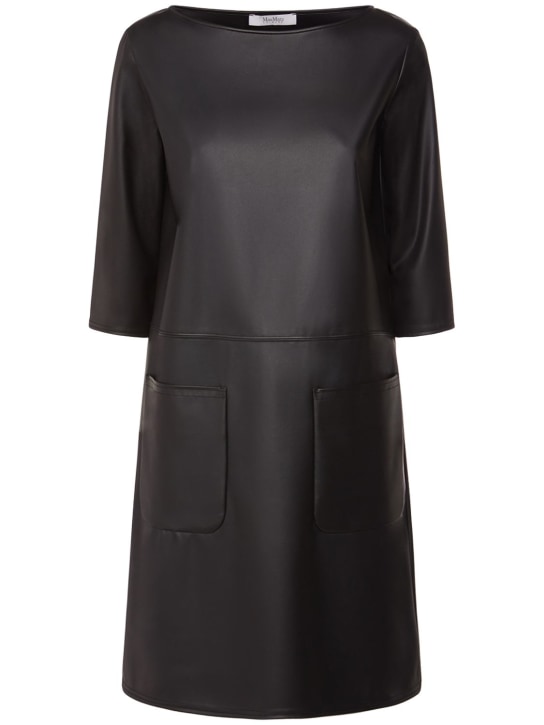 Max Mara: Baiocco faux leather mini dress - Black - women_0 | Luisa Via Roma