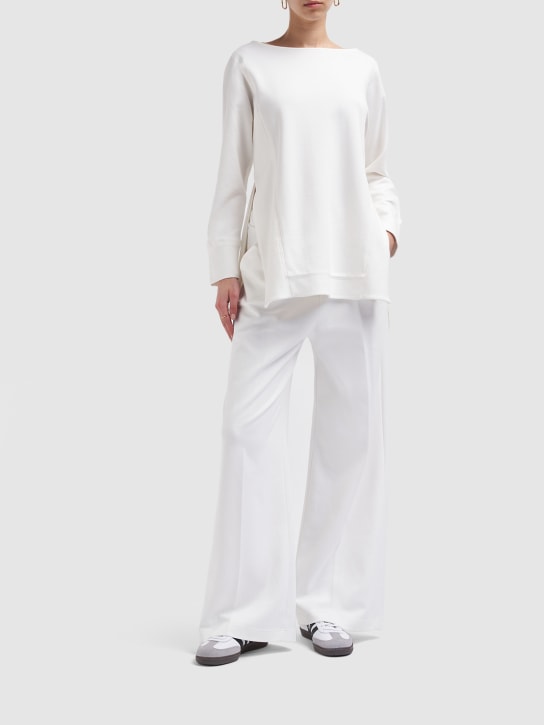 Max Mara: Pantaloni larghi Canter in jersey di cotone - Off White - women_1 | Luisa Via Roma