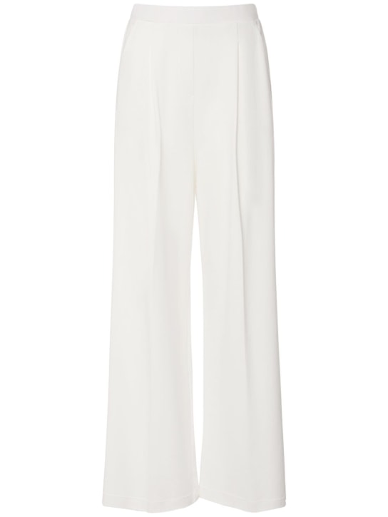 Max Mara: Pantaloni larghi Canter in jersey di cotone - Off White - women_0 | Luisa Via Roma