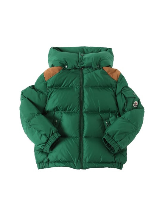 Moncler: Jake nylon & cotton down jacket - Koyu Yeşil - kids-boys_0 | Luisa Via Roma