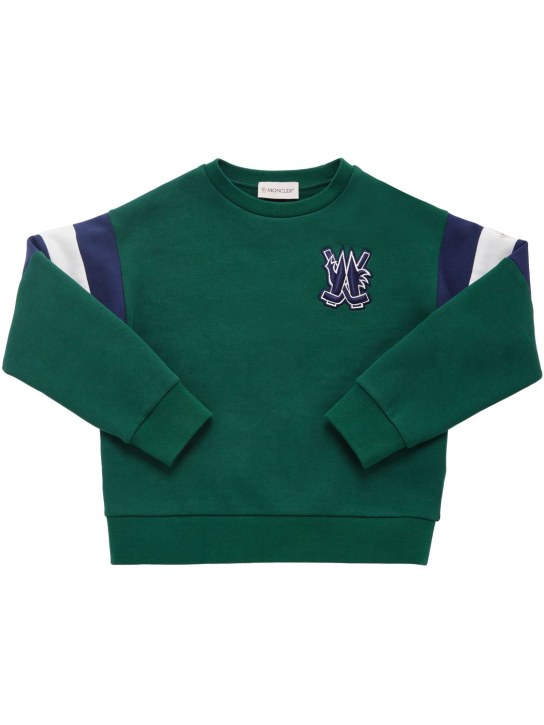 Moncler: Brushed cotton sweatshirt - Dark Green - kids-boys_0 | Luisa Via Roma