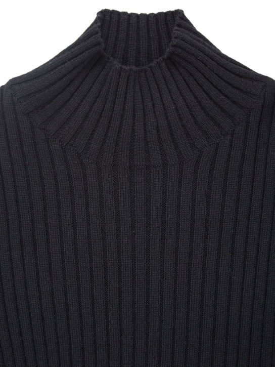 Moncler: Wool blend turtleneck sweater - Siyah - kids-girls_1 | Luisa Via Roma