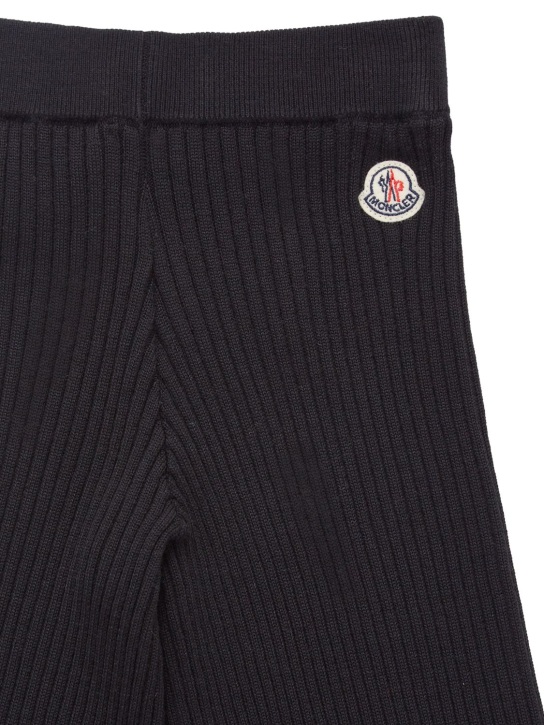 Moncler: Wool blend knit pants - Siyah - kids-girls_1 | Luisa Via Roma
