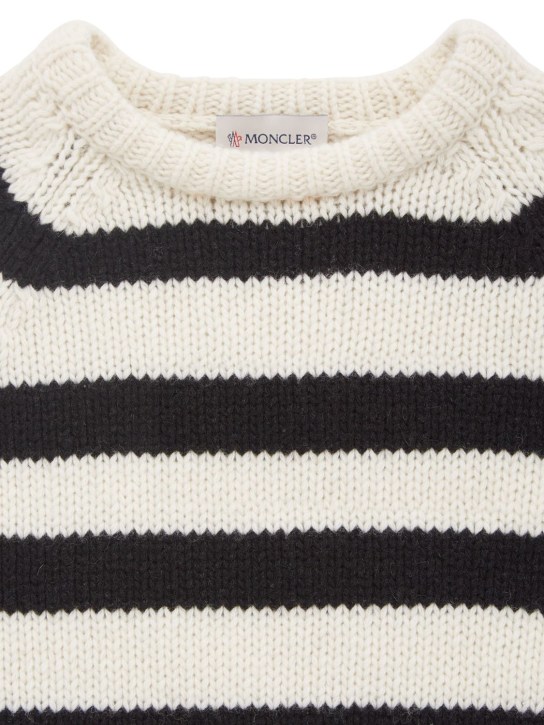 Moncler: Carded wool sweater - White/Black - kids-girls_1 | Luisa Via Roma