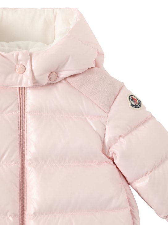 Moncler: Valya nylon laqué down jacket - Açık Pembe - kids-girls_1 | Luisa Via Roma