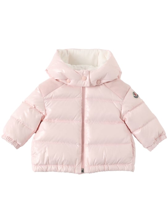 Moncler: Valya nylon laqué down jacket - Light Pink - kids-girls_0 | Luisa Via Roma