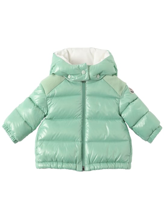 Moncler: Valya nylon laqué down jacket - Açık yeşil - kids-girls_0 | Luisa Via Roma