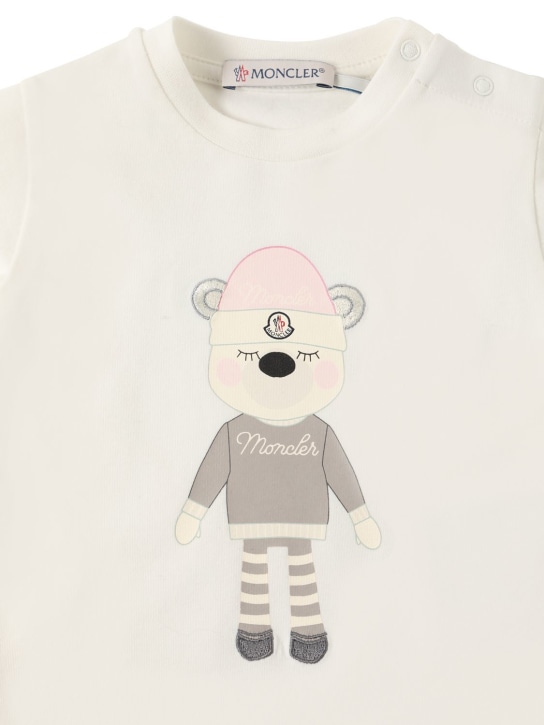 Moncler: T-shirt in cotone stretch - Natural - kids-girls_1 | Luisa Via Roma
